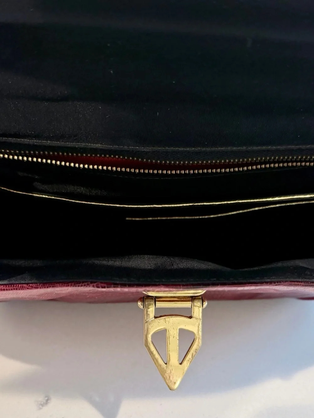 Vintage Red lizard leather Shoulder Bag - Women's Handbag - Picture 4 of 4
